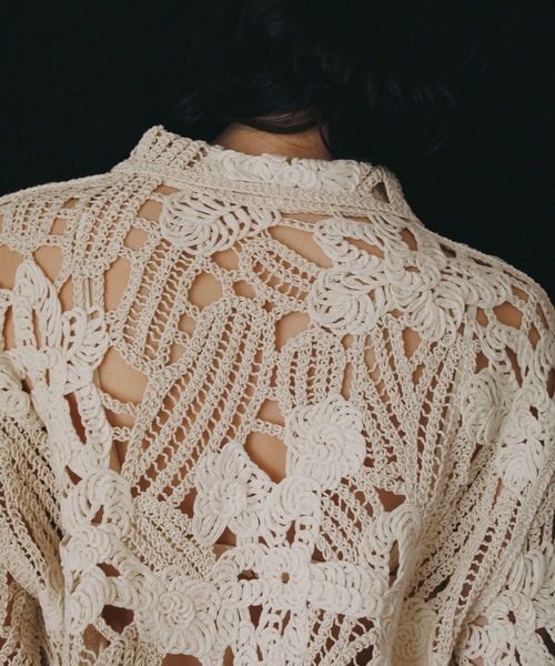 刺繡 鏤空編織蕾絲罩衫襯衫