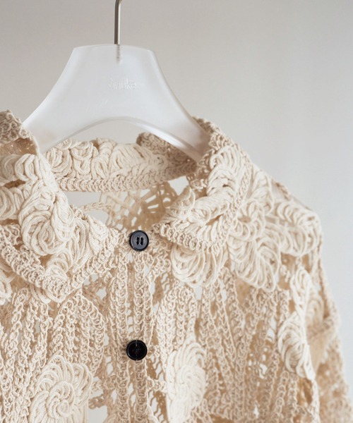 刺繡 鏤空編織蕾絲罩衫襯衫