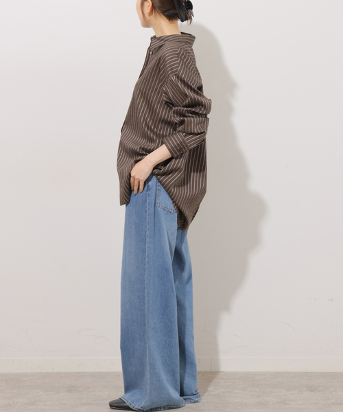 JOURNAL STANDARD relume(ジャーナルスタンダード レリューム)の「ニュアンスカラーストライプシャツ(シャツ/ブラウス・レディース・ネイビー/ブラウン/カーキ・FREE)」の5枚目の写真