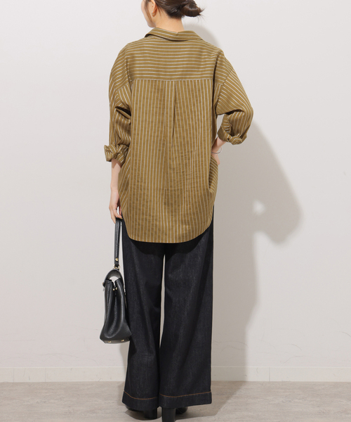 JOURNAL STANDARD relume(ジャーナルスタンダード レリューム)の「ニュアンスカラーストライプシャツ(シャツ/ブラウス・レディース・ネイビー/ブラウン/カーキ・FREE)」の12枚目の写真