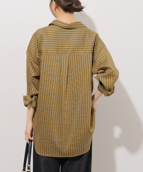 JOURNAL STANDARD relume(ジャーナルスタンダード レリューム)の「ニュアンスカラーストライプシャツ(シャツ/ブラウス・レディース・ネイビー/ブラウン/カーキ・FREE)」の15枚目の写真