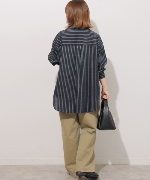 JOURNAL STANDARD relume(ジャーナルスタンダード レリューム)の「ニュアンスカラーストライプシャツ(シャツ/ブラウス・レディース・ネイビー/ブラウン/カーキ・FREE)」の19枚目の写真