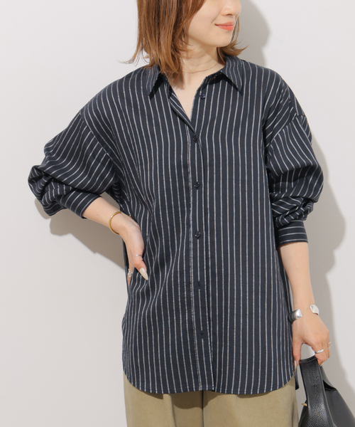 JOURNAL STANDARD relume(ジャーナルスタンダード レリューム)の「ニュアンスカラーストライプシャツ(シャツ/ブラウス・レディース・ネイビー/ブラウン/カーキ・FREE)」の21枚目の写真