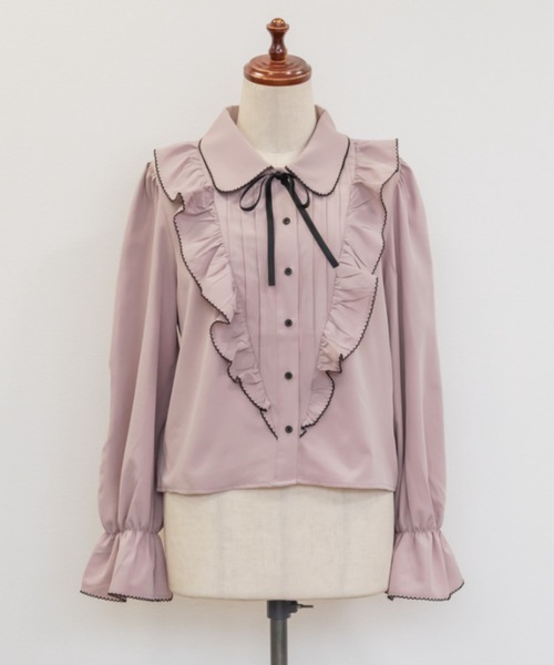CLETTE（クレット）の「配色リボンフリルブラウス（シャツ/ブラウス・レディース・ホワイト/ブラック/ピンクベージュ・LL/4L/3L）」の17枚目の写真