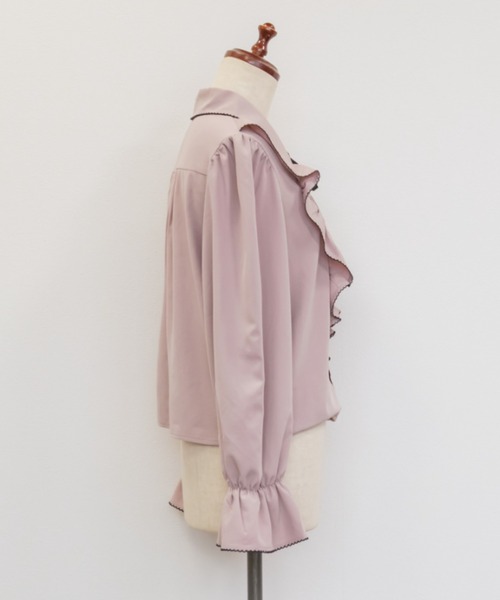 CLETTE（クレット）の「配色リボンフリルブラウス（シャツ/ブラウス・レディース・ホワイト/ブラック/ピンクベージュ・LL/4L/3L）」の18枚目の写真