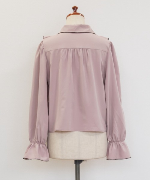 CLETTE（クレット）の「配色リボンフリルブラウス（シャツ/ブラウス・レディース・ホワイト/ブラック/ピンクベージュ・LL/4L/3L）」の19枚目の写真