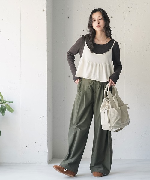 mili an deni(ミリアンデニ)の「ニットキャミソール+プルオーバーセット(アンサンブル・レディース・チャコールグレー/ブラウン/オフホワイト・M)」の17枚目の写真