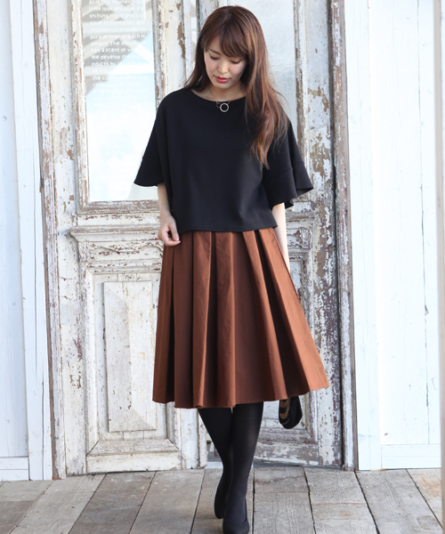 rps（アールピーエス）の「ウエストタックフレアースカート（スカート・レディース・ブラック/カーキ/キャメル/ボルドー/ダークグリーン/マスタード/グレイッシュベージュ/ネイビー/ピンク/ミント/グレー・M）」の22枚目の写真