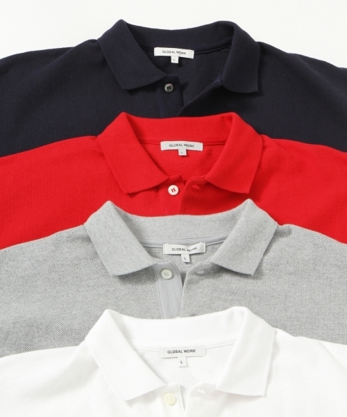 GLOBAL WORK（グローバルワーク）の「カノコBIGポロ/744705（ポロシャツ・メンズ・グレー/ネイビー/レッド/ホワイト・SMALL/MEDIUM/LARGE/X-LARGE）」の10枚目の写真