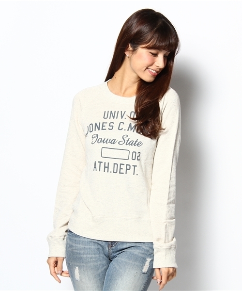 WEGO（ウィゴー）の「ガーゼウラ毛Ptスウェット（スウェット・レディース・ダークグレー/ベージュ/ブルー/マスタード/オレンジ/オフホワイト/グレー系その他/ネイビー/パープル/ライトイエロー/ライトピンク/レッド・FREE）」の2枚目の写真