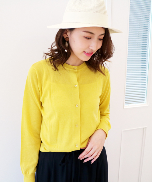 N.(N. Natural Beauty Basic)(エヌエヌナチュラルビューティーベーシック)の「UVハイゲージテンジクニットカーディガン(カーディガン/ボレロ・レディース・ピンク/ホワイト/イエロー/ブラック・MEDIUM)」の4枚目の写真