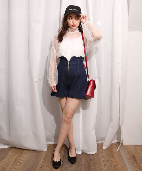 one after another NICE CLAUP（ワンアフターアナザーナイスクラップ）の「オーガンジードットブラウス（シャツ/ブラウス・レディース・ベージュ/オフホワイト・FREE）」の6枚目の写真