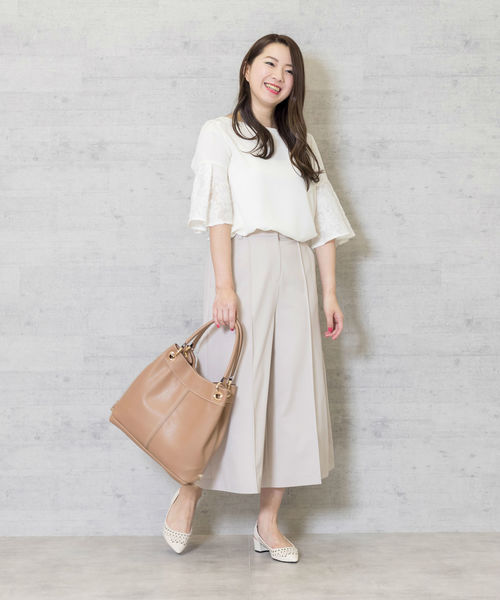 NATURAL BEAUTY BASIC（ナチュラルビューティーベーシック）の「◆カットジャガードブラウス【セットアップ対応商品】（シャツ/ブラウス・レディース・ホワイト系その他/ネイビー/グリーン・MEDIUM/SMALL）」の11枚目の写真