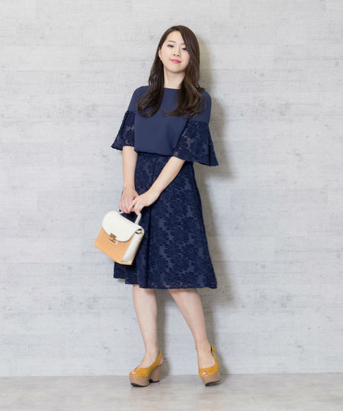 NATURAL BEAUTY BASIC（ナチュラルビューティーベーシック）の「◆カットジャガードブラウス【セットアップ対応商品】（シャツ/ブラウス・レディース・ホワイト系その他/ネイビー/グリーン・MEDIUM/SMALL）」の15枚目の写真