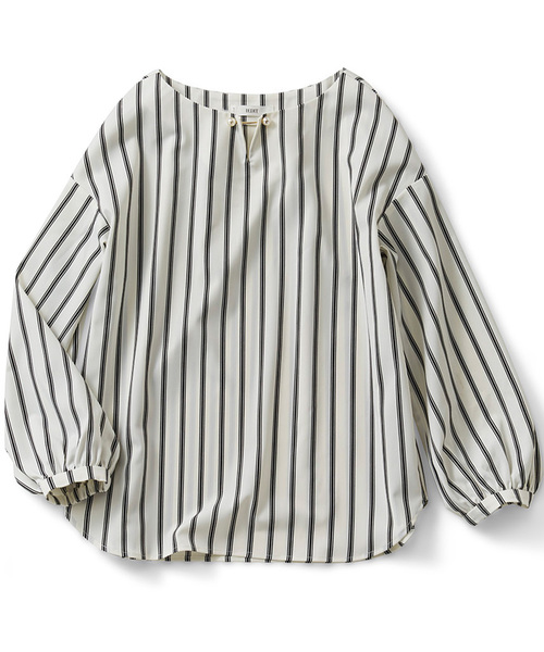 IEDIT（イディット）の「ＩＥＤＩＴ　パール調バーで華やぐ　ストレッチとろみブラウス（シャツ/ブラウス・レディース・ホワイト/ネイビー/ライトピンク/ベージュ・SMALL/MEDIUM/LARGE/X-LARGE/XX-LARGE）」の3枚目の写真