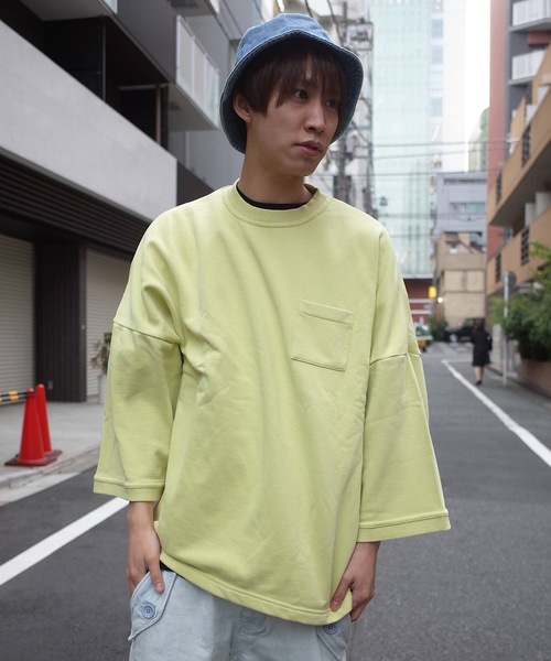 rovtski(ロフトスキー)の「rovtski 【ビッグシルエット】ミニ裏毛パウダーブリーチBIGトレーナー(スウェット)」|イエロー