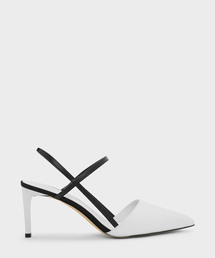 コントラストティーバースリングバックヒール / CONTRAST T-BAR SLINGBACK HEELS