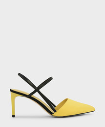 コントラストティーバースリングバックヒール / CONTRAST T-BAR SLINGBACK HEELS