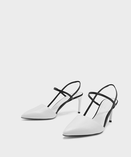 CHARLES & KEITH(チャールズ & キース)の「コントラストティーバースリングバックヒール / CONTRAST T-BAR SLINGBACK HEELS(パンプス・レディース・ホワイト/ブラック/イエロー・22.5cm/23cm/23.5cm/24.5cm/25cm/25.5cm)」の5枚目の写真