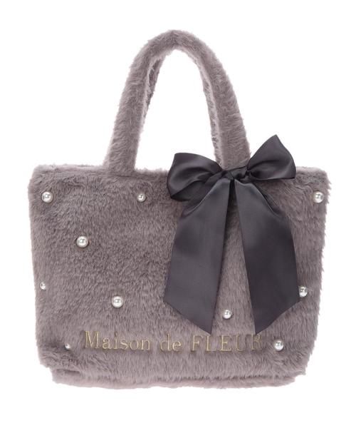 Maison de FLEUR（メゾンドフルール）の「ファーパールリボントートバッグ（トートバッグ・レディース・ベージュ/モカ/グレー/レッド系その他・FREE）」の5枚目の写真
