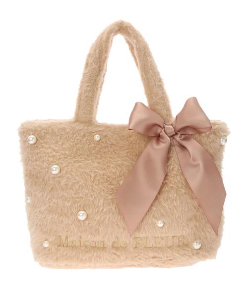 Maison de FLEUR（メゾンドフルール）の「ファーパールリボントートバッグ（トートバッグ・レディース・ベージュ/モカ/グレー/レッド系その他・FREE）」の10枚目の写真