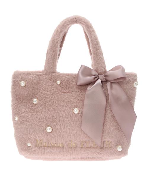 Maison de FLEUR（メゾンドフルール）の「ファーパールリボントートバッグ（トートバッグ・レディース・ベージュ/モカ/グレー/レッド系その他・FREE）」の11枚目の写真