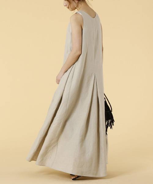 未使用 Liesse リエス ノースリーブ ワンピースドレス Liesse（リエス）の「辺見えみりさんコラボ/リネンノースリーブ