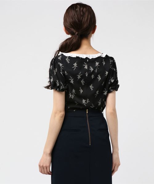 lissi Boutique（リージーブティック）の「スカラップ花柄トップス（シャツ/ブラウス・レディース・ブラック・FREE）」の4枚目の写真