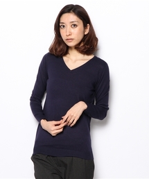 カシミヤ混Vネック長袖ニット
