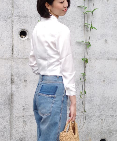 NARACAMICIE（ナラカミーチェ）の「サテンボウタイ長袖ブラウス（シャツ/ブラウス・レディース・ホワイト/ピンク・MEDIUM/LARGE/X-LARGE/XX-LARGE）」の5枚目の写真