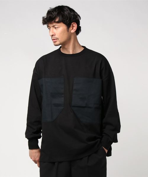 SUPERTHANKS(スーパーサンクス)の「ビッグシルエットパッチポケットロングTシャツ ロンT(ユニセックス)(Tシャツ/カットソー・メンズ・ホワイト/ブラック/ホワイト系その他/ブラック系その他・SMALL/MEDIUM/LARGE)」の3枚目の写真