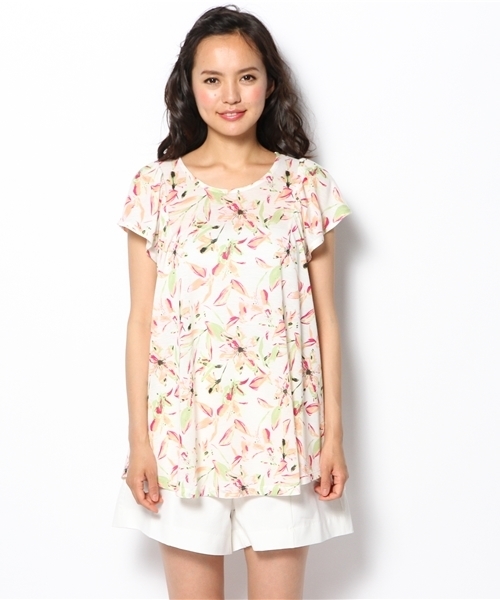 Heather(ヘザー)の「フラワーBIGTシャツ半袖 548705(Tシャツ/カットソー・レディース・アイボリー/ライトイエロー/ネイビー・FREE)」の5枚目の写真