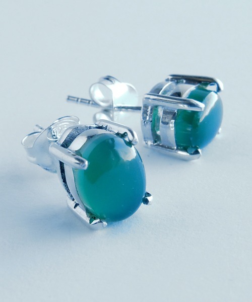 TONE SELECT GOODS(トーンセレクトグッズ)の「【925 SILVER ACC】天然石オーバルピアスSV925(OG)(ピアス(両耳用)・レディース・ホワイト/ブラック/ブラウン/グリーン・FREE)」の4枚目の写真