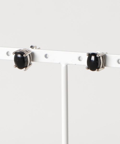 TONE SELECT GOODS(トーンセレクトグッズ)の「【925 SILVER ACC】天然石オーバルピアスSV925(OG)(ピアス(両耳用)・レディース・ホワイト/ブラック/ブラウン/グリーン・FREE)」の7枚目の写真