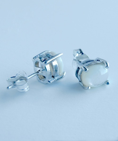 TONE SELECT GOODS(トーンセレクトグッズ)の「【925 SILVER ACC】天然石オーバルピアスSV925(OG)(ピアス(両耳用)・レディース・ホワイト/ブラック/ブラウン/グリーン・FREE)」の12枚目の写真