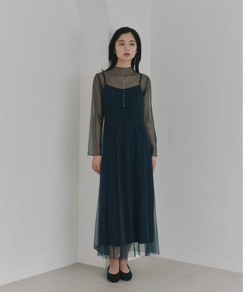 kaene(カエン)の「ラメチュールメロウワンピース【結婚式 二次会 同窓会 謝恩会 セミフォーマルドレス】(ドレス・レディース・グレー系その他/ブラウン系その他/サーモンピンク/ミント/サックスブルー/ネイビー・38/36/34/40)」の11枚目の写真