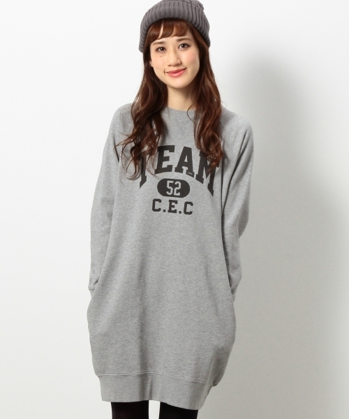 coen（コーエン）の「裏毛ロゴプリントワンピース（ワンピース・レディース・ネイビー/グレー・LARGE/MEDIUM）」の2枚目の写真