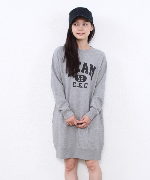 coen（コーエン）の「裏毛ロゴプリントワンピース（ワンピース・レディース・ネイビー/グレー・LARGE/MEDIUM）」の6枚目の写真