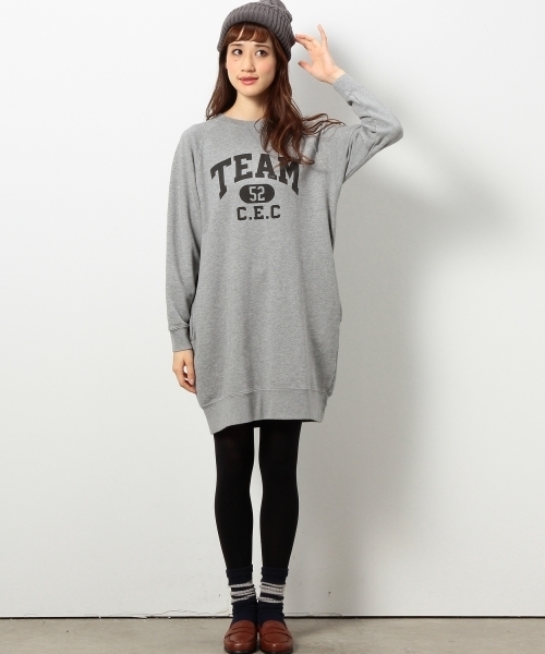 coen（コーエン）の「裏毛ロゴプリントワンピース（ワンピース・レディース・ネイビー/グレー・LARGE/MEDIUM）」の10枚目の写真