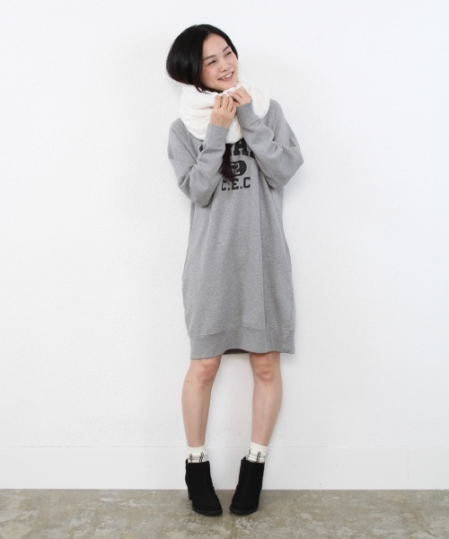 coen（コーエン）の「裏毛ロゴプリントワンピース（ワンピース・レディース・ネイビー/グレー・LARGE/MEDIUM）」の12枚目の写真