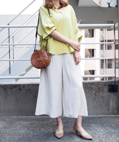 INTERPLANET（インタープラネット）の「ＢＡＣＫリボンブラウス（シャツ/ブラウス・レディース・ライム/ベージュ/ブラック/オフホワイト・FREE）」の9枚目の写真