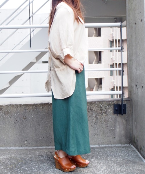 INTERPLANET（インタープラネット）の「ＢＡＣＫリボンブラウス（シャツ/ブラウス・レディース・ライム/ベージュ/ブラック/オフホワイト・FREE）」の19枚目の写真