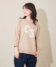 CUBE SUGAR（キューブシュガー）の「空紡糸天竺 ピグメント染め 長袖 ラグラン カレッジプリント Tシャツ（Tシャツ/カットソー・レディース）」