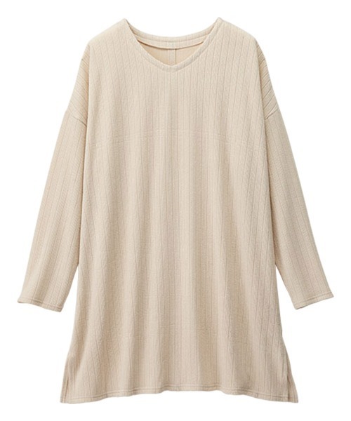 RANAN(ラナン)の「Vネックゆるカットソーチュニック(Tシャツ/カットソー・レディース・ライトグレー/ライトベージュ/カーキ/レッド/ブラック/オフホワイト/モカ/ブルーグリーン・L/M/LL)」の15枚目の写真