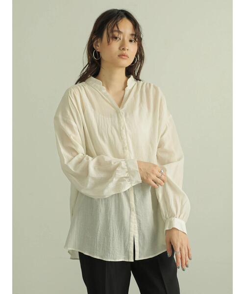 AMERICAN HOLIC(アメリカンホリック)の「スキッパーバックギャザー長袖シャツ *〇(シャツ/ブラウス・レディース・ブラック/ベージュ/オフホワイト/ピンク/ライトカーキ・M/L)」の12枚目の写真