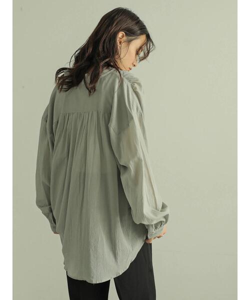 AMERICAN HOLIC(アメリカンホリック)の「スキッパーバックギャザー長袖シャツ *〇(シャツ/ブラウス・レディース・ブラック/ベージュ/オフホワイト/ピンク/ライトカーキ・M/L)」の16枚目の写真