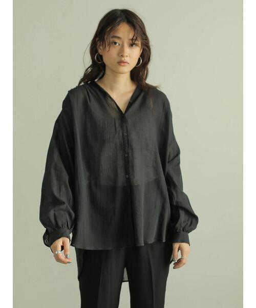 AMERICAN HOLIC(アメリカンホリック)の「スキッパーバックギャザー長袖シャツ *〇(シャツ/ブラウス・レディース・ブラック/ベージュ/オフホワイト/ピンク/ライトカーキ・M/L)」の20枚目の写真