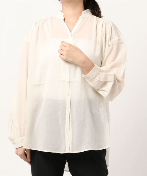 AMERICAN HOLIC(アメリカンホリック)の「スキッパーバックギャザー長袖シャツ *〇(シャツ/ブラウス・レディース・ブラック/ベージュ/オフホワイト/ピンク/ライトカーキ・M/L)」の8枚目の写真