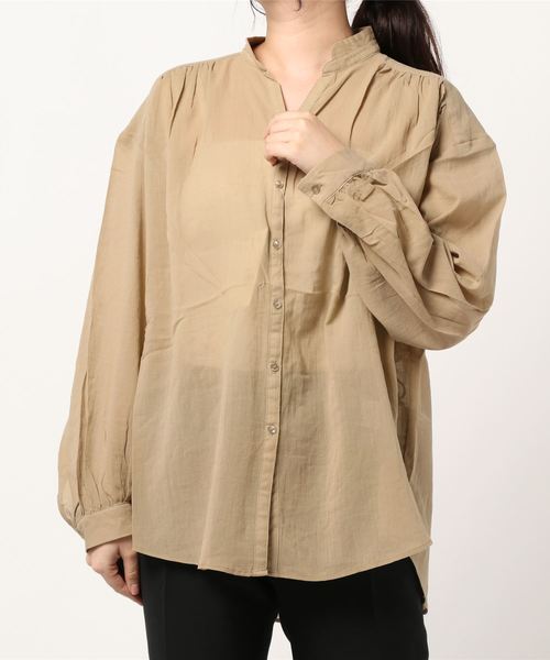 AMERICAN HOLIC(アメリカンホリック)の「スキッパーバックギャザー長袖シャツ *〇(シャツ/ブラウス・レディース・ブラック/ベージュ/オフホワイト/ピンク/ライトカーキ・M/L)」の10枚目の写真