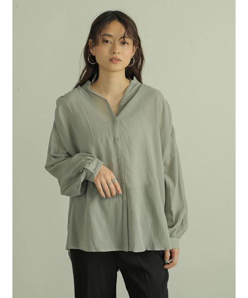 AMERICAN HOLIC(アメリカンホリック)の「スキッパーバックギャザー長袖シャツ *〇(シャツ/ブラウス・レディース・ブラック/ベージュ/オフホワイト/ピンク/ライトカーキ・M/L)」の11枚目の写真